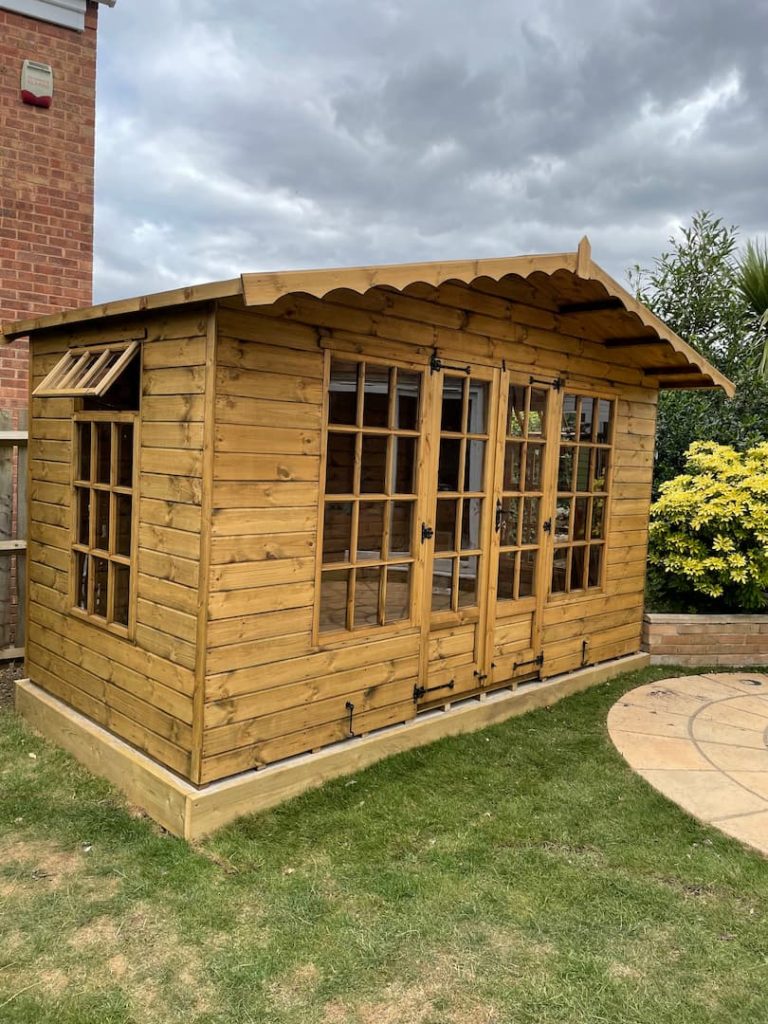 12x6 Summer House With Extra Overhang On The Roof And Opening Windows Both Sides Northway, Tewkesbury